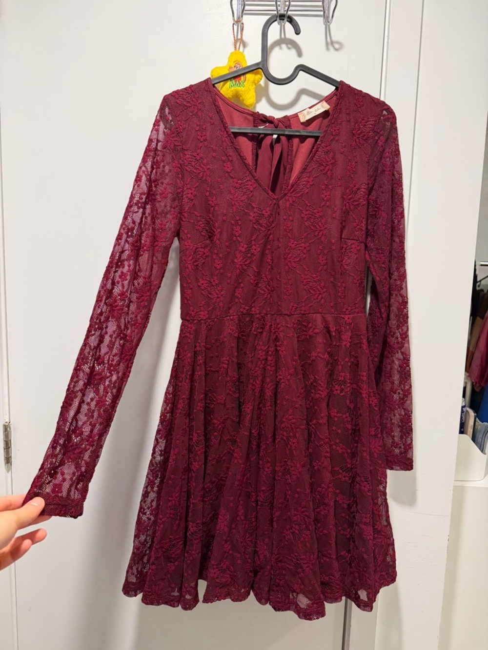 Altar'd State Wine Lace Fit-and-Flare Dress